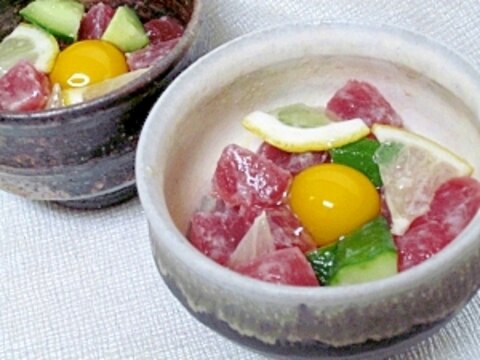 レモン風味の小鉢☆　「鮪と胡瓜のタルタル」